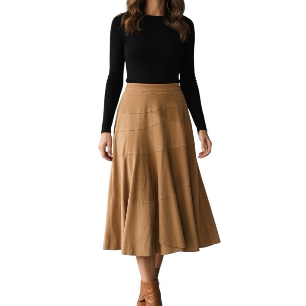 NWT Lauren Ralph Lauren Genuine Suede Midi Skirt Size 4